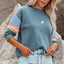 Color Block Round Neck Long Sleeve Sweatshirt - Korvel