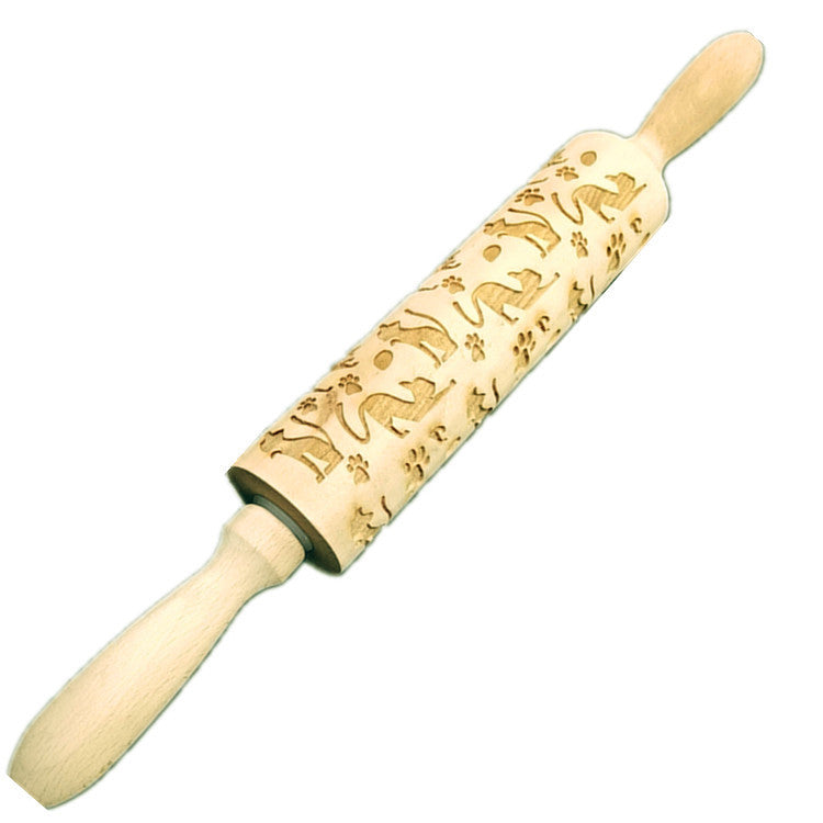 Wooden Rolling Pin Beechwood Laser Engraved Printed Rolling Pin Embossing Christmas Flip Sugar Cookie Rolling Pin - Korvel