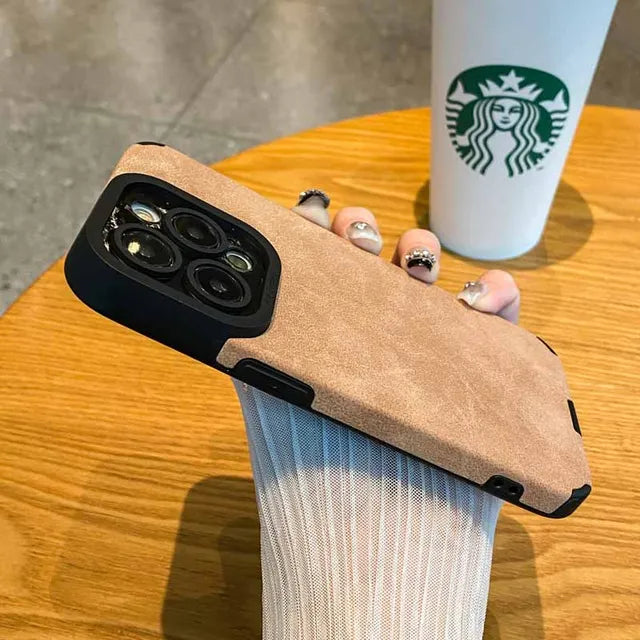 Luxury Matte Soft Leather Phone Case For iPhone 15 14 Plus 13 12 11 Pro Max 7 8Plus SE Lens Protection Shockproof Silicone Cover - Korvel