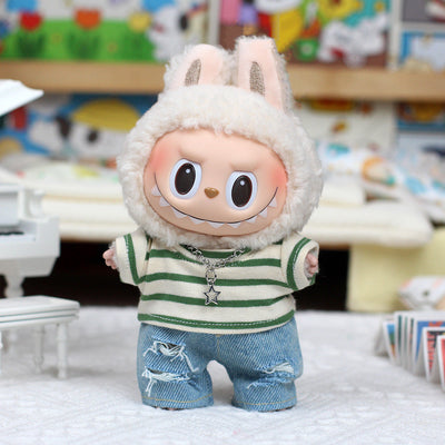 Labubu Doll T-Shirt with Ripped Jeans - Heartfelt Macaron