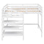 Full Size Loft Bed with Storage Staircase and Clothes Hanger - White