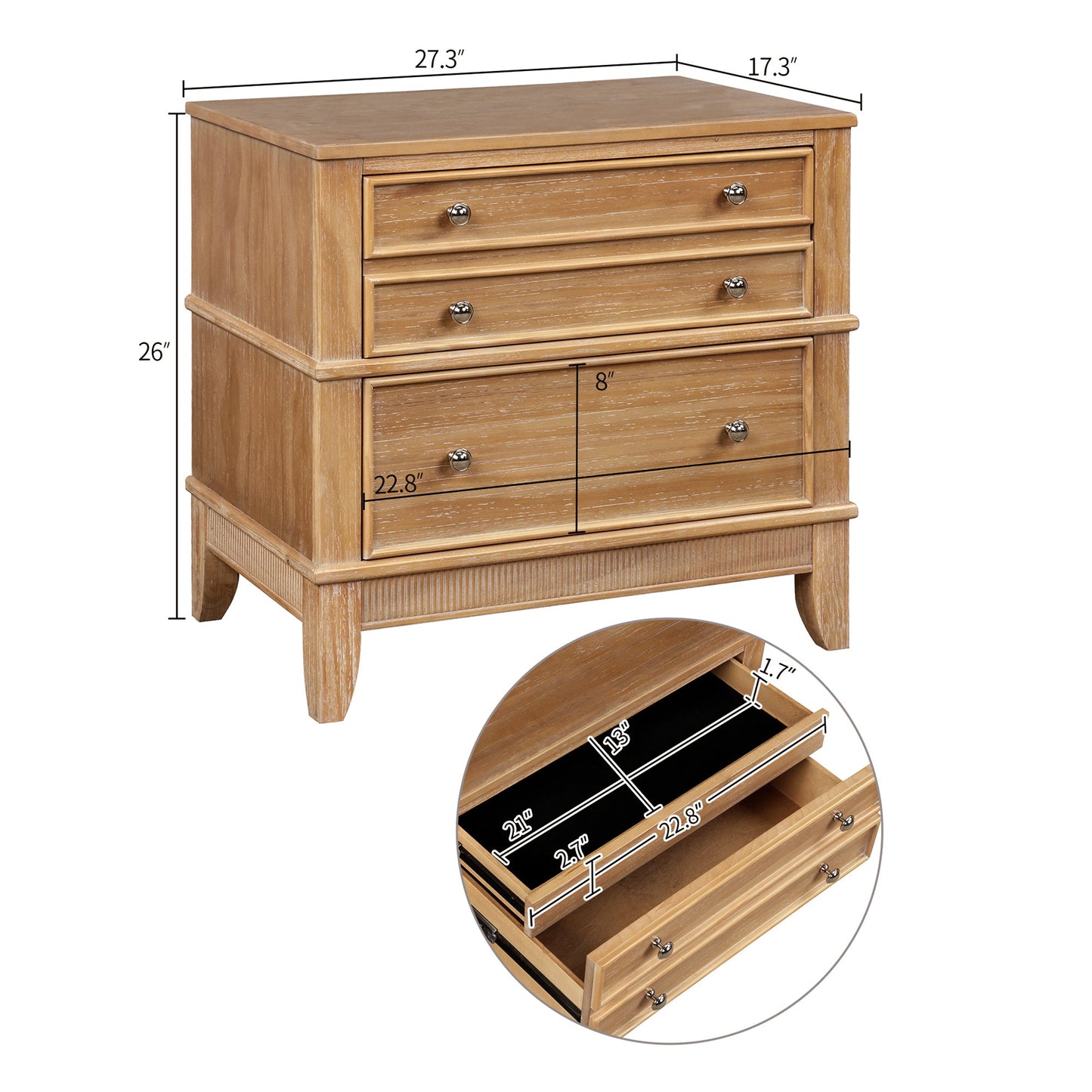 Hazel 3-Drawer Hazel 3-Drawer Side Table for Living Room Hallway Entryway - Korvel