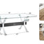 Dining table Modern tempered glass dining table Large modern office desk with silver plated metal legs and MDF crossbars - Korvel