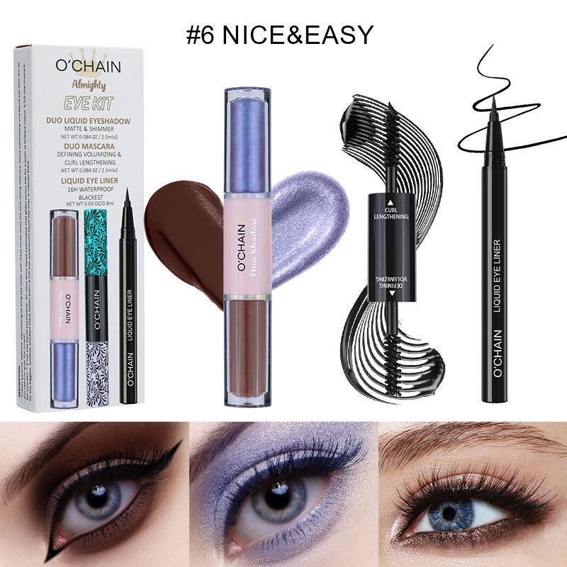 Ensemble Cosmétique Premium O'CHAI : Mascara, Eyeliner et Fard à Paupières