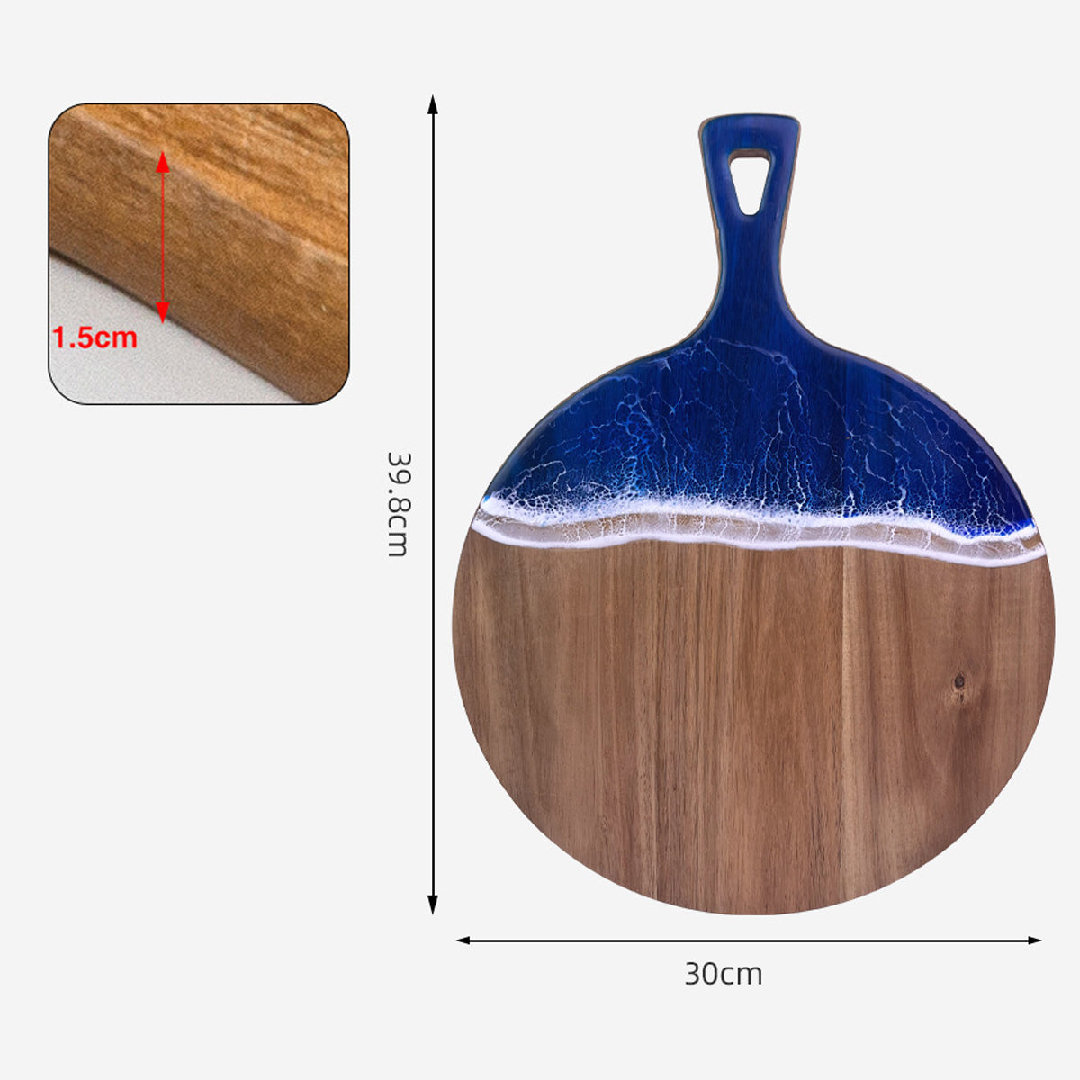 Wood Cutting Board Resin Blue green Wave Pattern - Korvel