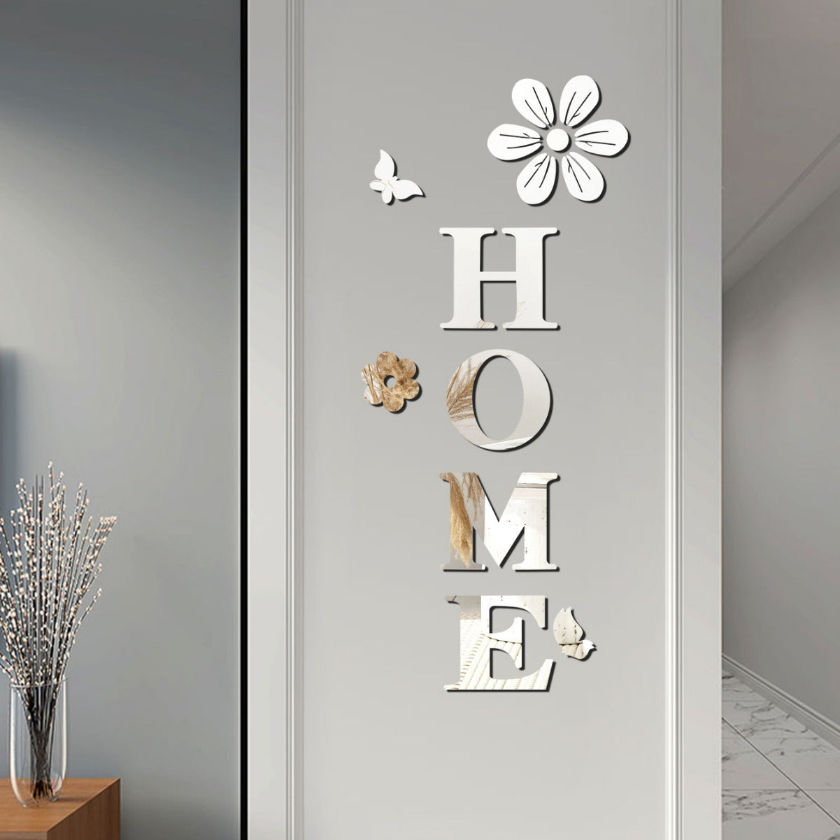 Pegatinas de Espejo Acrílico - Decoración Floral para el Hogar