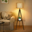 Boho Tripod Floor Lamp with Shelves - Mid Century Design