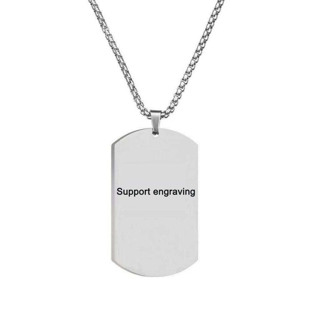 European and American high-end stainless steel military brand necklace engraved pendant jewelry - Korvel