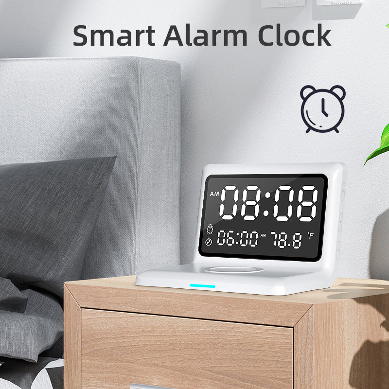 Alarm Clock Wireless Charger For Apple Wireless Fast Charging Multi-Function 3-In-1 Mobile Phone Wireless Charging - Korvel