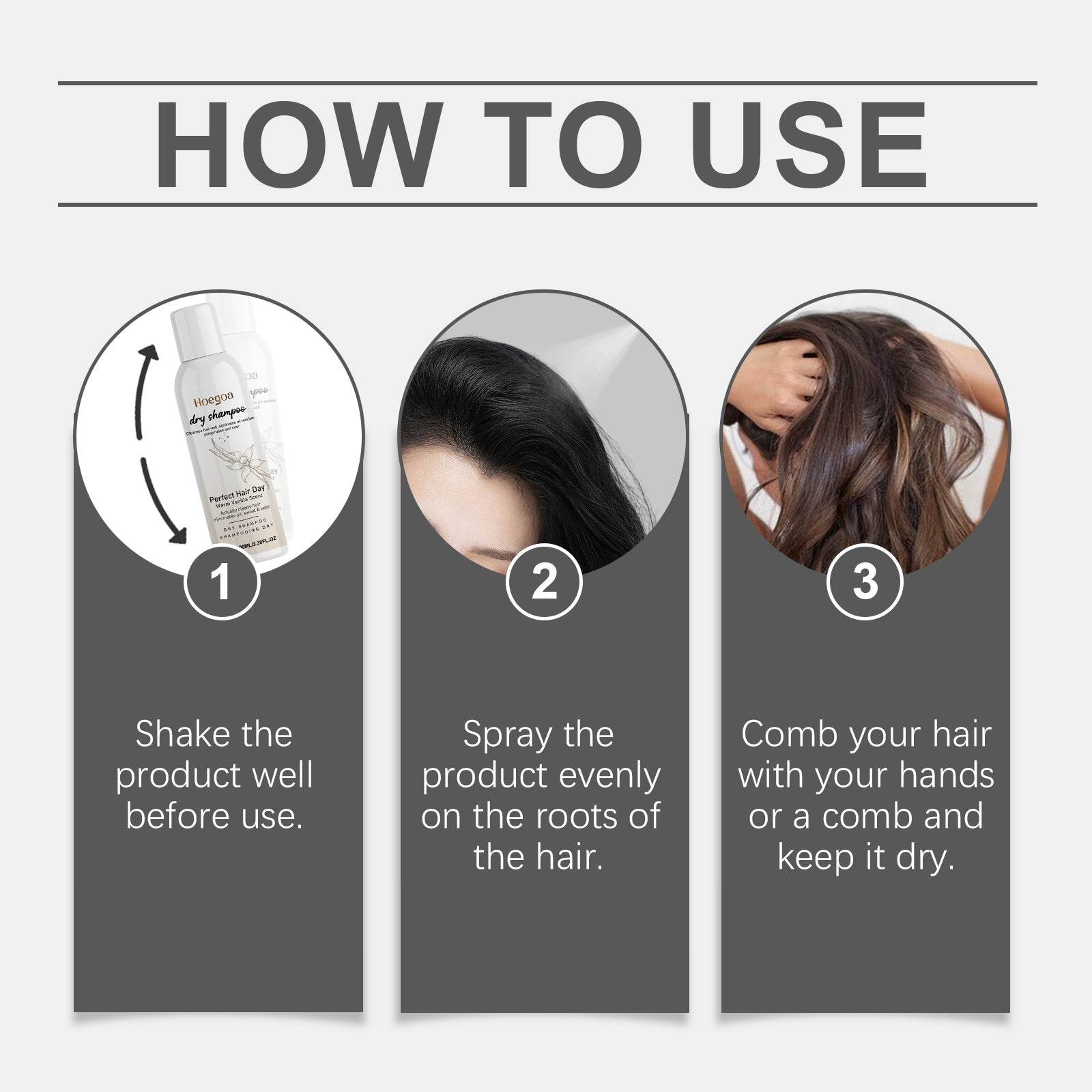 Vanilla Dry Hair Spray Gently Repair Frizzy, Fluffy And Easy To Manage Hair Dry Cleaning Spray - Korvel