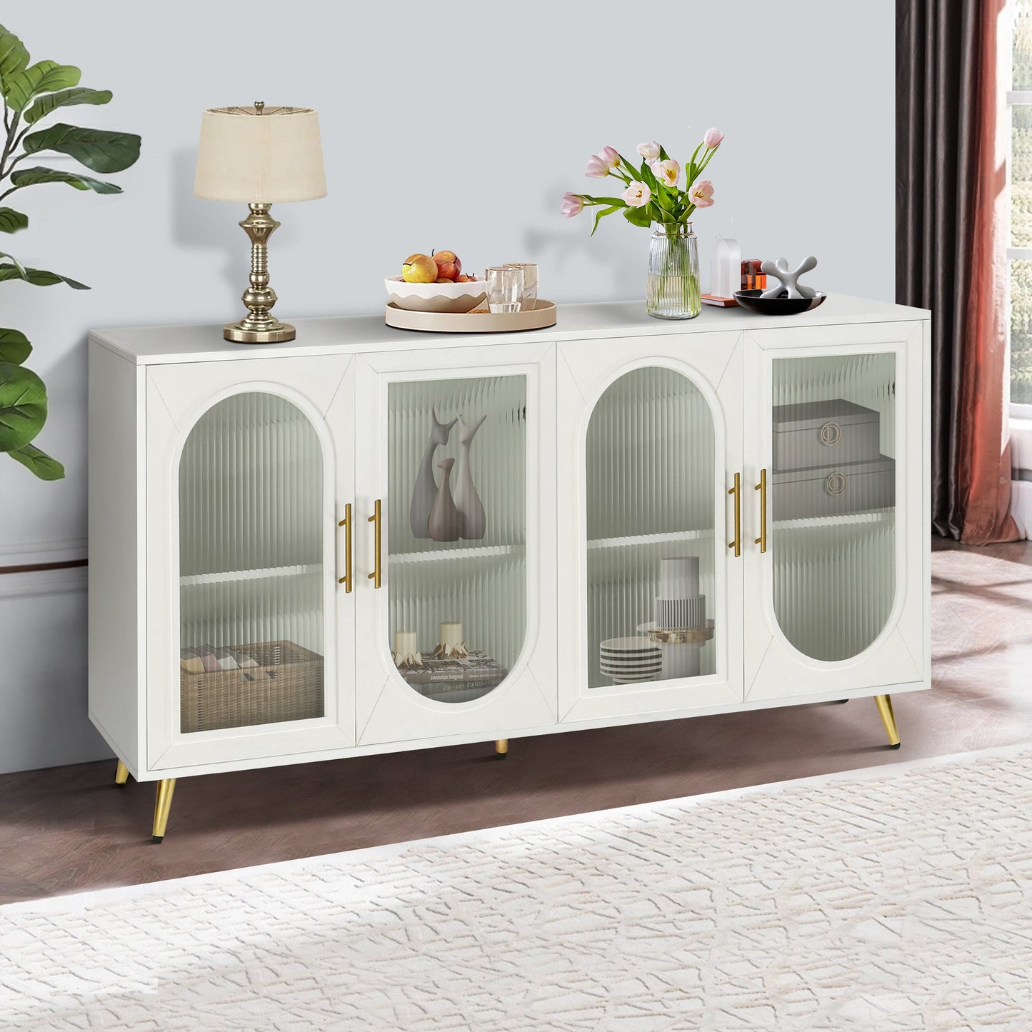 Premium Wood TV Stand for 65+ Inch TVs with Storage