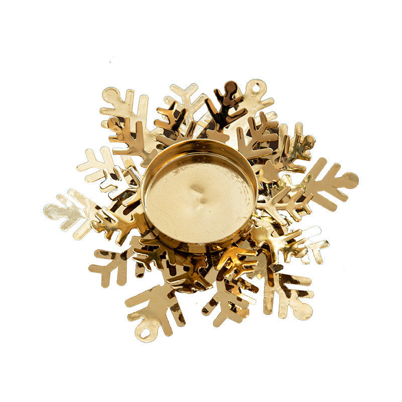 Christmas Golden Iron Candlestick Desktop Decoration Christmas Day Snowflake Decorations Table Arrangement - Korvel