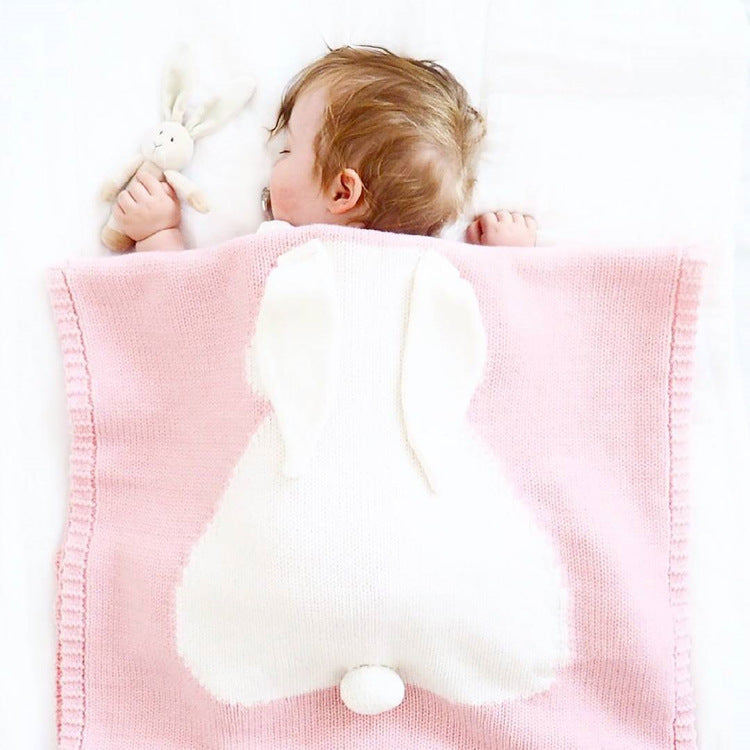 New Rabbit Ears Blanket Three Dimensional Rabbit Blanket Children's Knitted Blanket Baby Blanket - Korvel