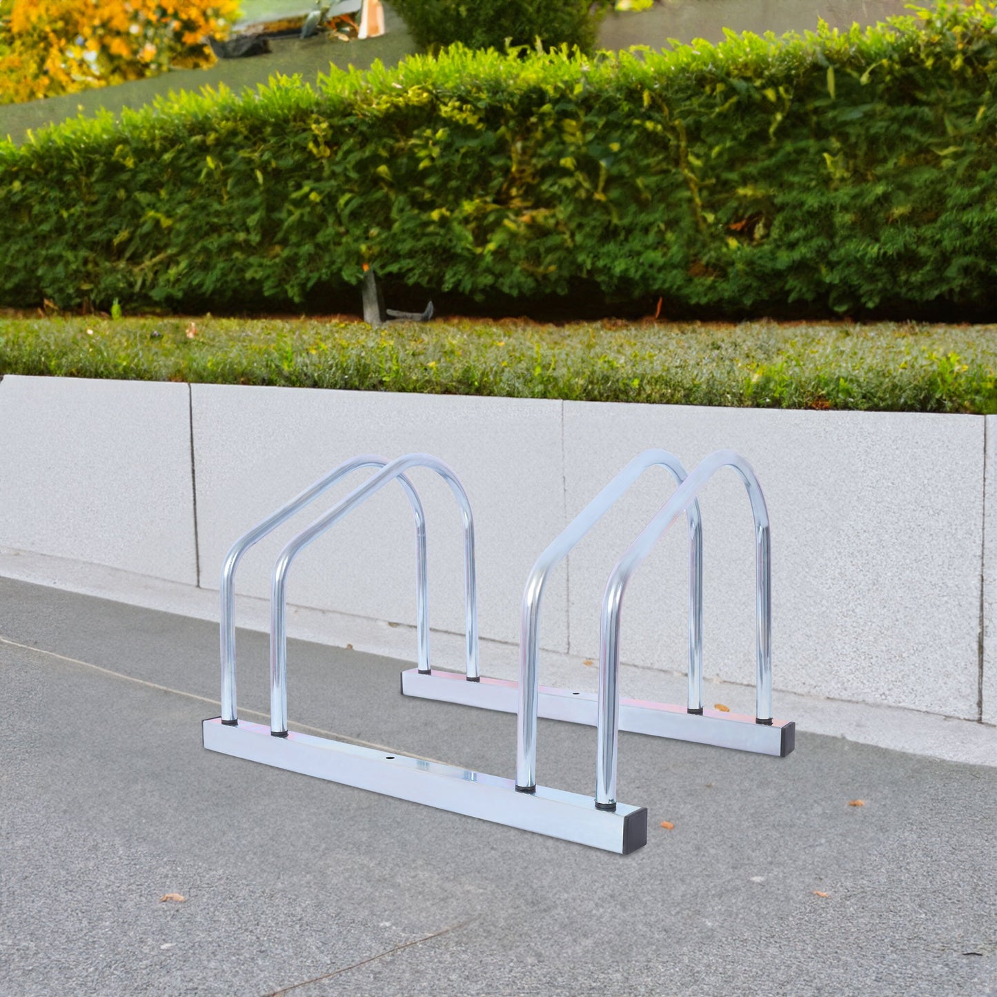 2 bicycle ground bike parking racks 22-28 inch wheel supports, maximum tire width 2.15 inches, galvanized - Korvel