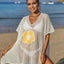 Openwork Flower V-Neck Short Sleeve Cover Up