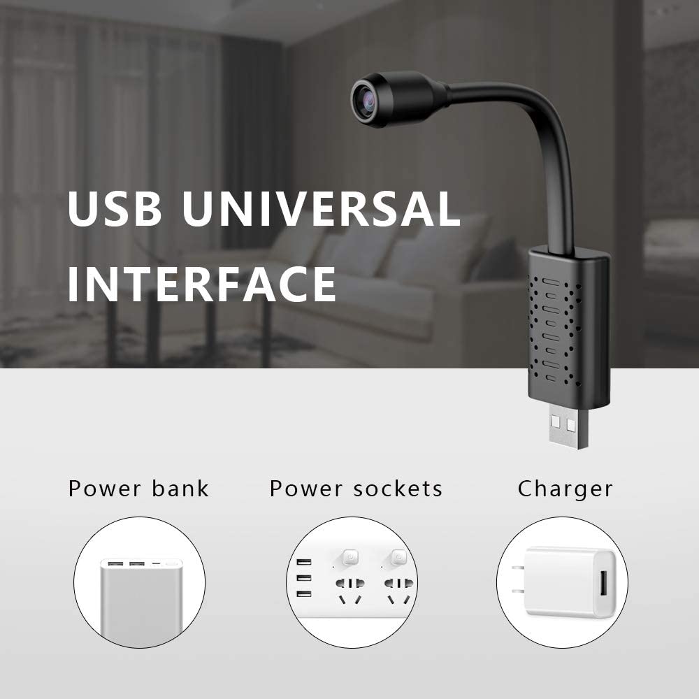 EVKVO HD Smart Mini Wifi USB Camera Real-time Surveillance IP Camera AI Human Detection Loop Recording Mini camera Support 64G - Korvel