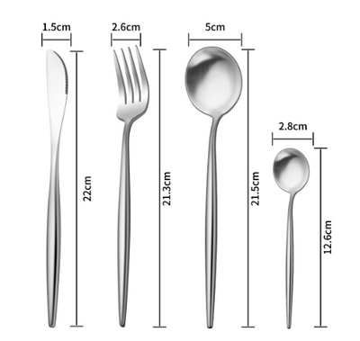Thickened 304 stainless steel tableware Instagram style Portuguese knife and fork hotel high-end Western food knife, fork, spoon 4-piece set - Korvel