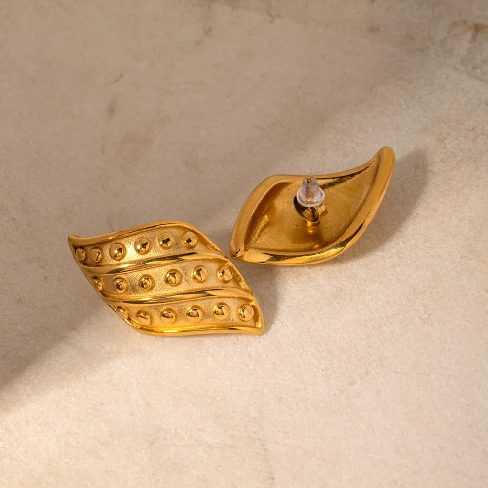 18K Gold-Plated Stainless Steel Stud Earrings - Korvel