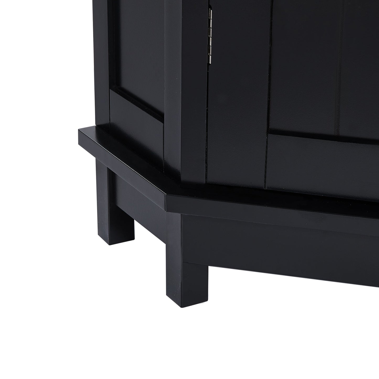 Black Bathroom Cabinet Triangle Corner Storage Cabinet with Adjustable Shelf Modern Style MDF Board - Korvel