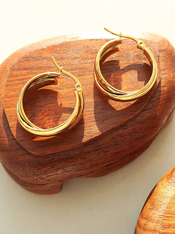 Boucles d'oreilles en titane personnalisées en forme de double U pour femmes