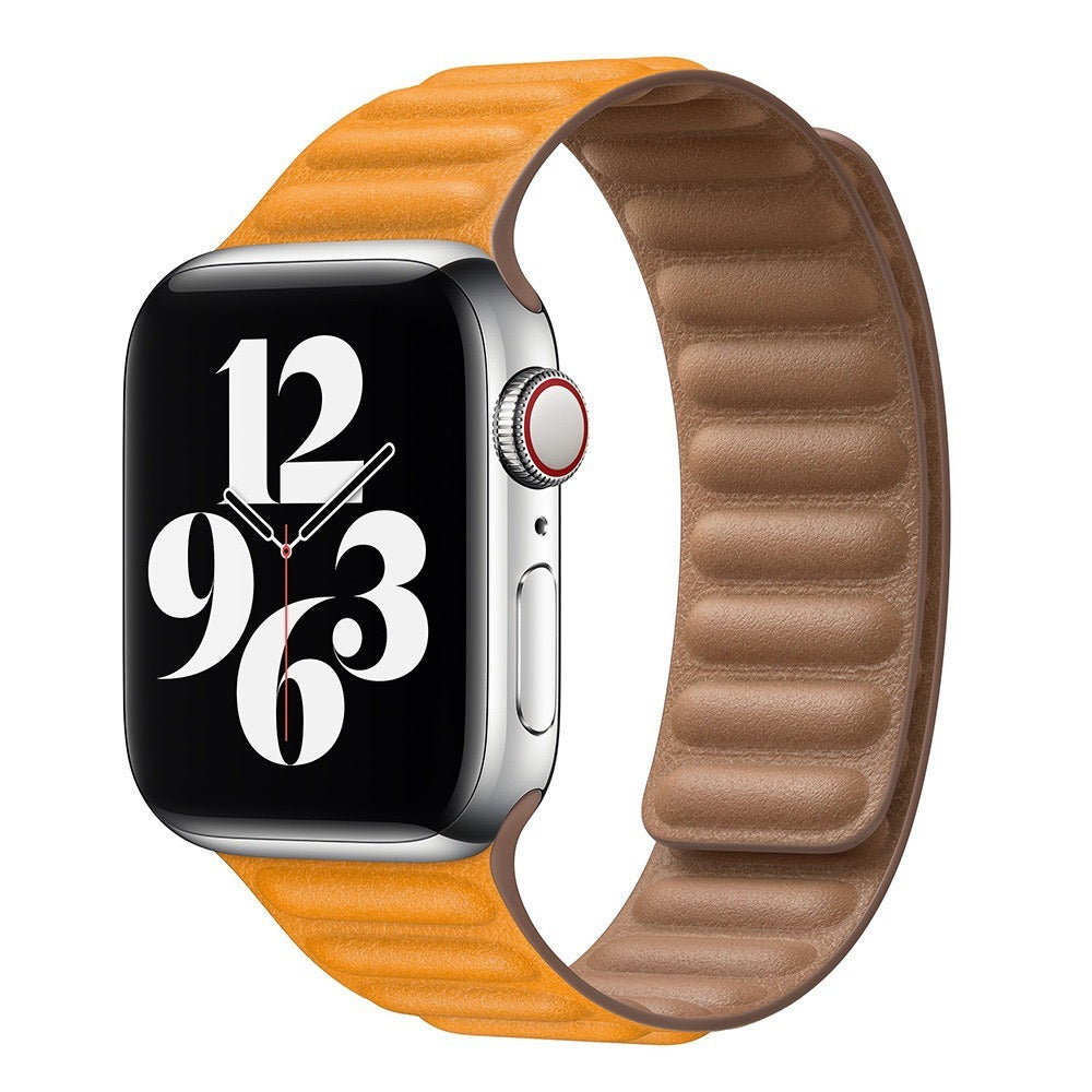 Suitable For iwatch8 Watchband S7 SE 6/5/43 Magnetic Suction New Leather Loopback Chain Apple Watch Wristband - Korvel