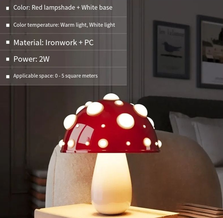 Mushroom Decorative Desk Lamp Bedroom Headboard Dimming Atmosphere Student Dormitory Desktop Night Light - Korvel