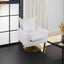 Classic Mid-Century 360-degree Swivel Accent Chair, White Teddy Fabric - Korvel