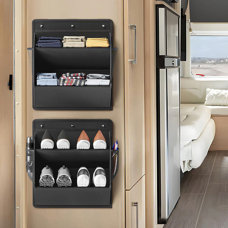 Adhesive RV Shoe Storage Over-Door Rack with Deep Pockets