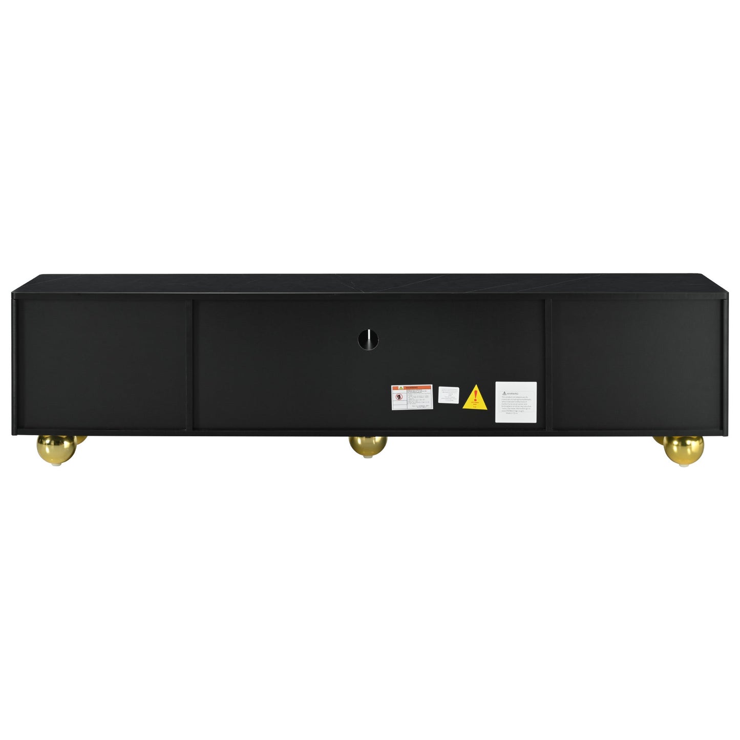 U-Can modern TV stand is suitable for TVs under 75 inches and comes with a storage cabinet top marble pattern and circular stand - Korvel