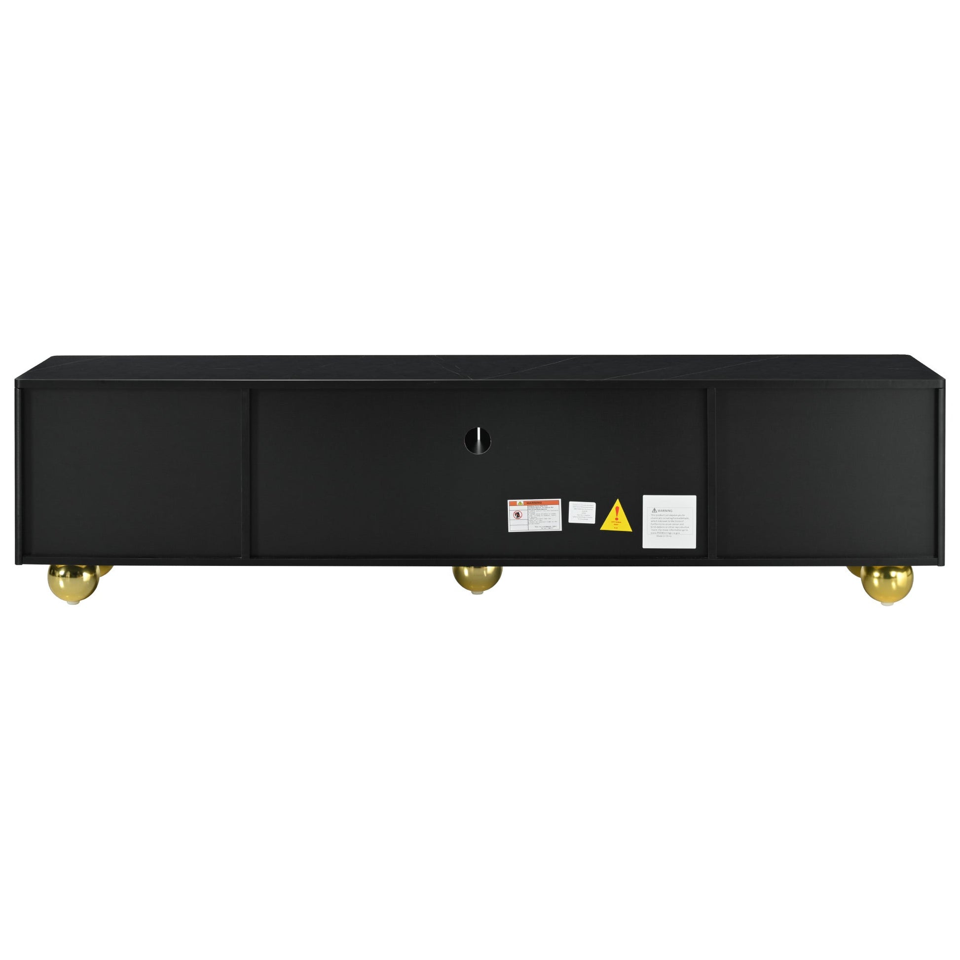 U-Can modern TV stand is suitable for TVs under 75 inches and comes with a storage cabinet top marble pattern and circular stand - Korvel