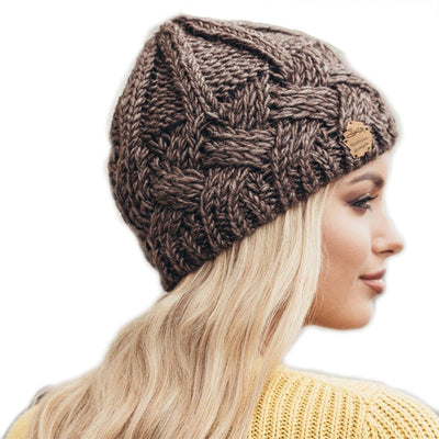 European and American retro style diamond grid coarse needle knitted hat for men and women, fashionable autumn and winter knitted hat - Korvel