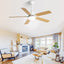 42 Inch Modern Ceiling Fan With 3 Color Dimmable Light 5 Blades Remote Control Reversible DC Motor White - Korvel