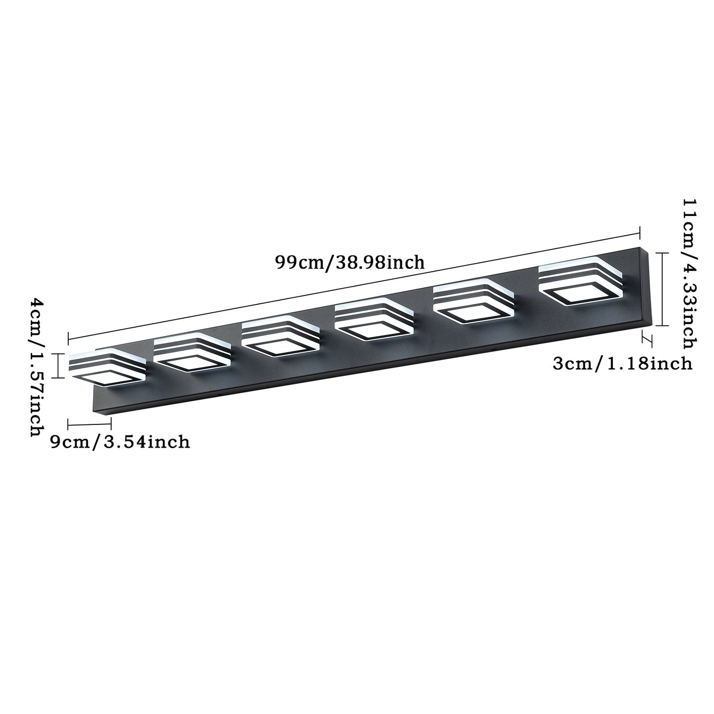 Luces de tocador modernas LED negras - Apliques de baño de 6 luces