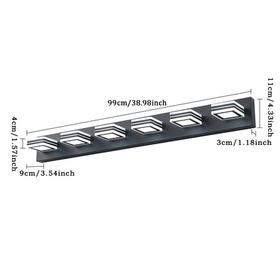 LED Modern Black Vanity Lights - 6-Lights Acrylic Bathroom Fixture