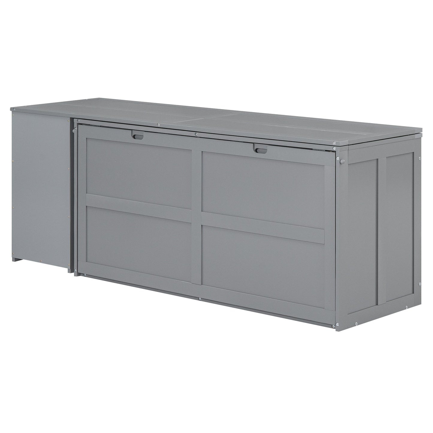 Queen Size Murphy Bed with Rotable Desk  Gray - Korvel