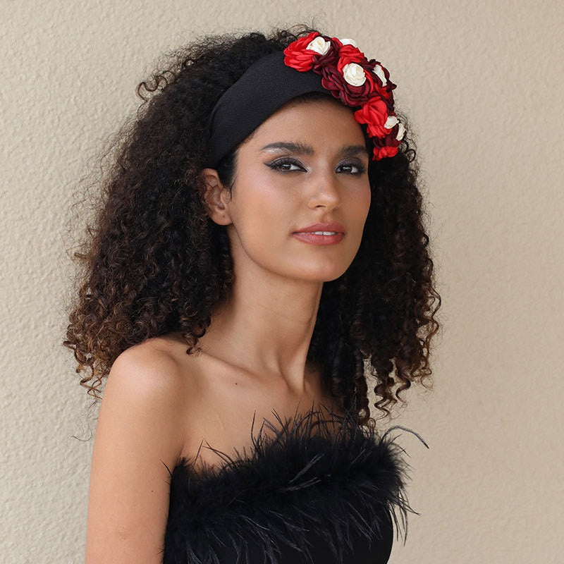 Fashionable design side three-dimensional flower handmade fabric headband headband - Korvel