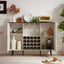 White Faux Rattan Barn Door Wine Cabinet with Wine Rack and Wine Glass Rack, Double Door Design with Removable Shelves - Korvel