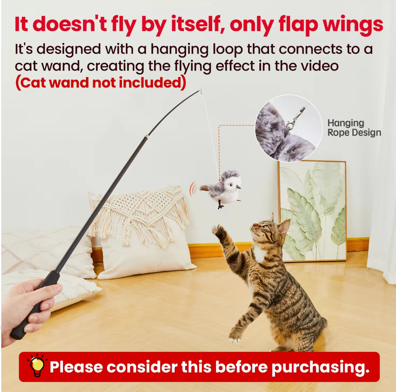 ChirpPaws Oiseau Battant - Jouet Interactif pour Chat