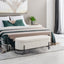 COOLMOR storage Ottoman chair with safety hinge and soft cushion fabric storage Ottoman stool (beige) - Korvel