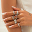 Fashionable Joint Ring Set Hip Hop Metallic Fold Set with Gemstone Rings - Korvel