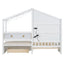 Twin Size House Bed with Upholstered Sofa and Charging Station