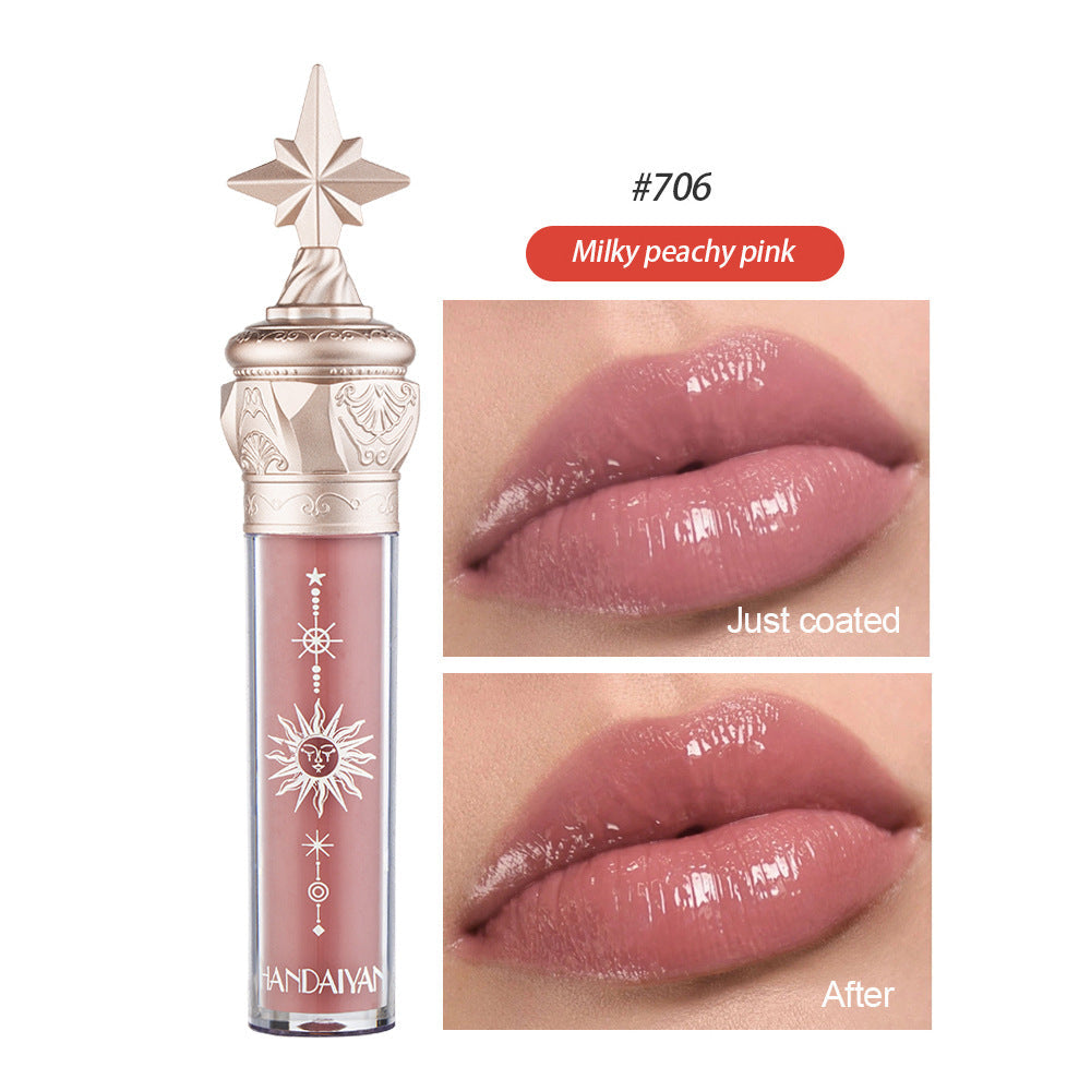 HANDAIYAN Small Star Stick Lip Gloss Lipstick Water Light Film Mirror Lip Glaze Glass Lip Gloss Moisturizing Lasting Not Easy To Fade - Korvel