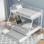 Twin over Full Bunk Bed with Trundle and Steel Frame - White