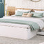Queen Size Platform Bed with Headboard, Drawers, Shelves, USB Ports and Sockets  White - Korvel