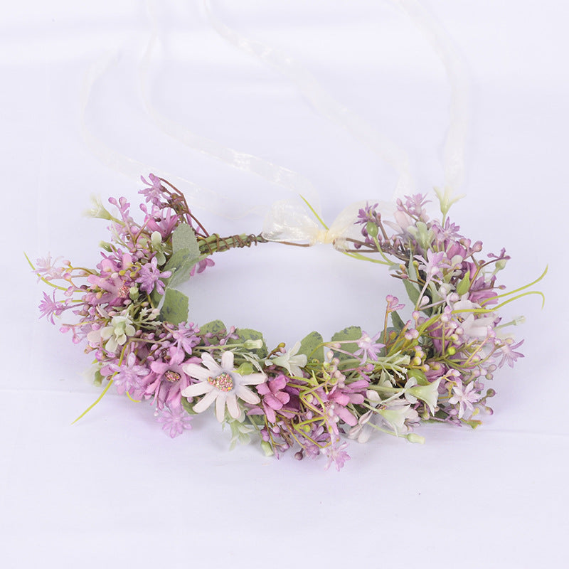Forest women's floral wreath fresh little daisy princess sweet headband spring photo headband - Korvel
