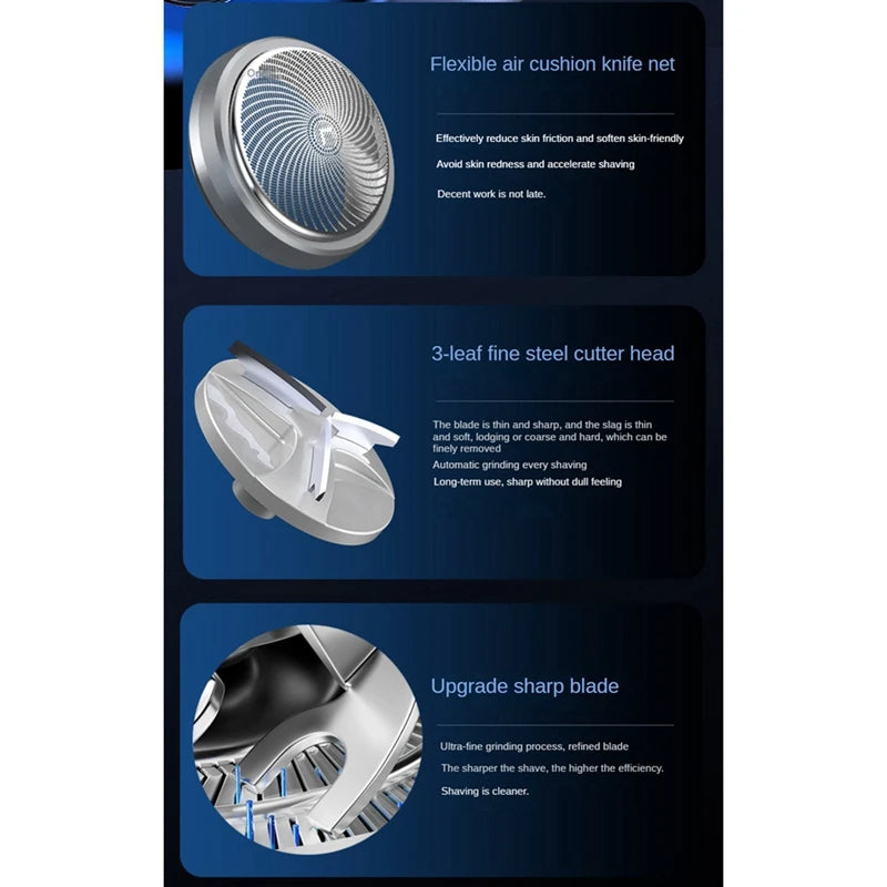 Portable Electric Shaver Pocket Shaving For Men Mini Beard Shaver LCD Power Display Rechargeable Travel Home Shaver Easy Install - Korvel