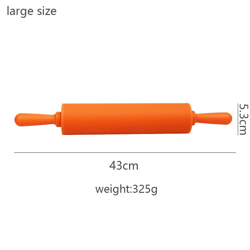Wooden Handle Silicone Rolling Pin Rolling Pin Roller Flour Pin Small Medium And Large Household Baking Tools And Kitchenware - Korvel