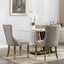Tufted solid wood velvet cushioned dining chair, gold-plated stainless steel nail leg heads, 2 pieces in gray and gold - Korvel