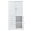 Tall and Wide Storage Cabinet with Doors for Bathroom/Office, Three Drawers, White - Korvel