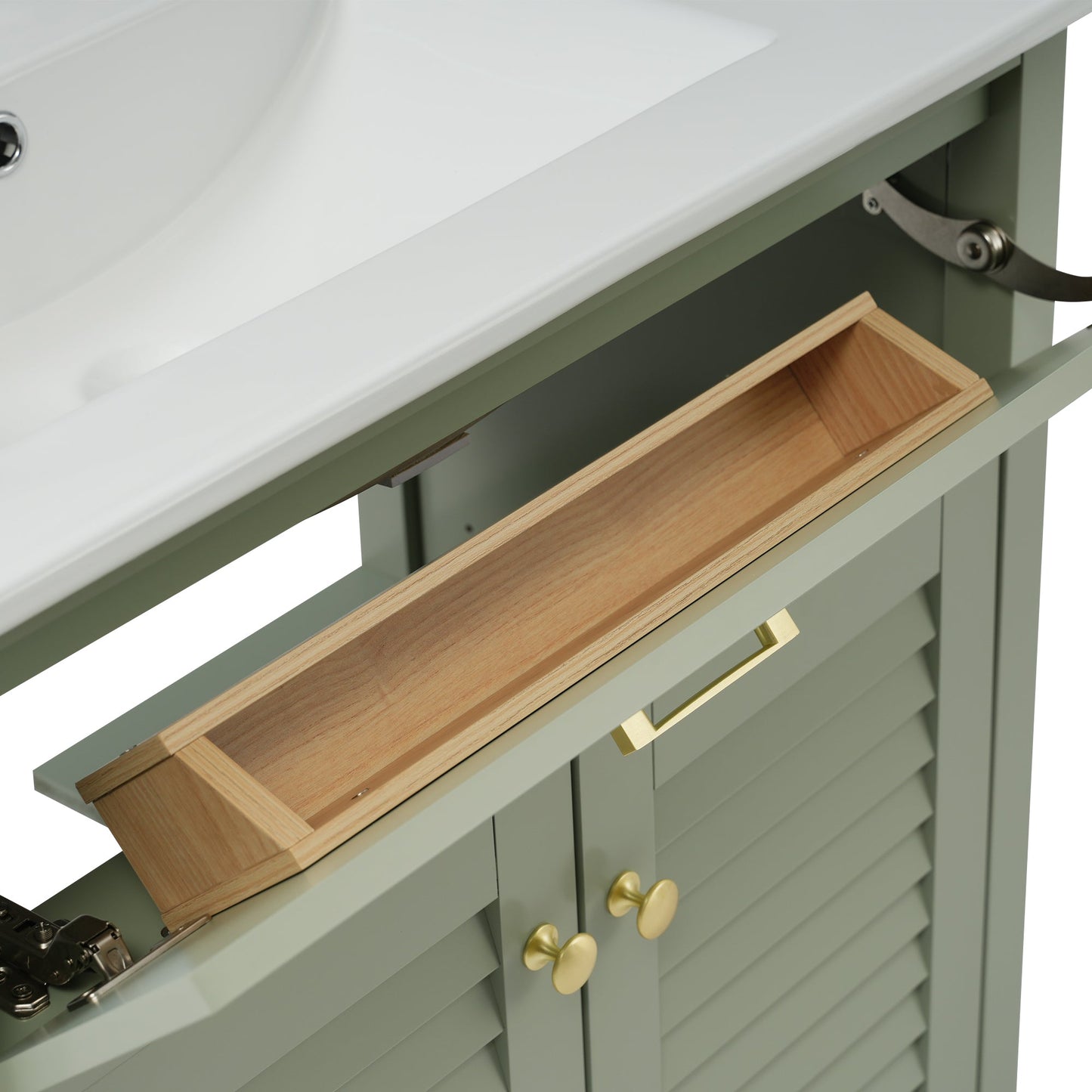30-Inch Bathroom Vanity with Ceramic Sink Combination, Ample Storage - Features 1 Pullout and Multifunctional Shelf Dividers - Korvel